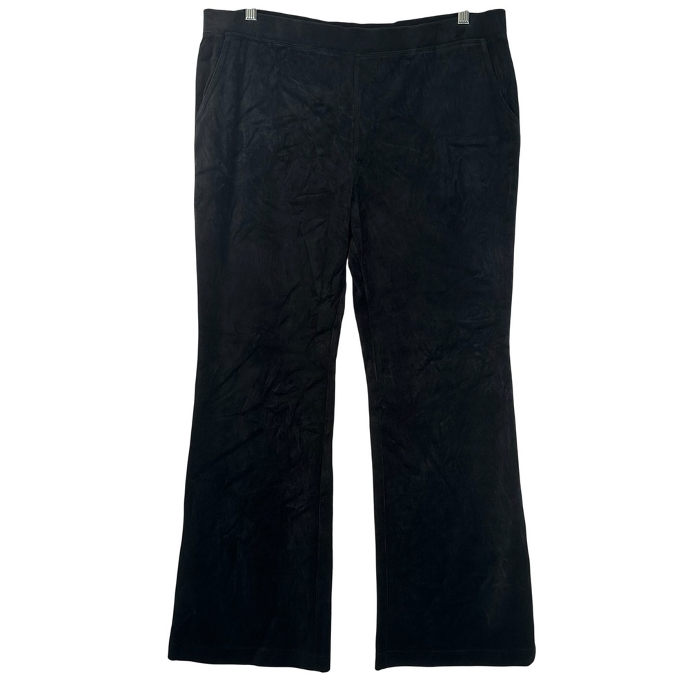 Charter Club Womens XL Black Velour Core Essentials Straight Leg Pants
